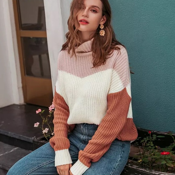 Sweaters - Boutique | Colorblock Turtleneck Sweater